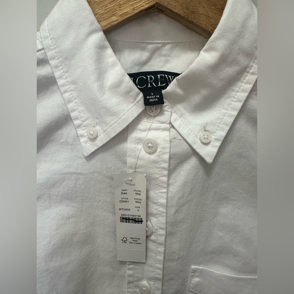 NWT! J. Crew Womens $89 Shrunken Button-up Shirt Cotton Oxford Size 2 #CD051 - Picture 5 of 7